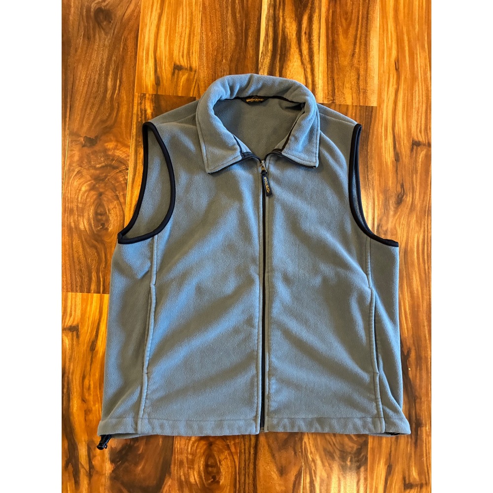 Woolrich Mens Blue Fleece Full Zip Vest Adjustable Hem Gorpcore Outdoor Layer